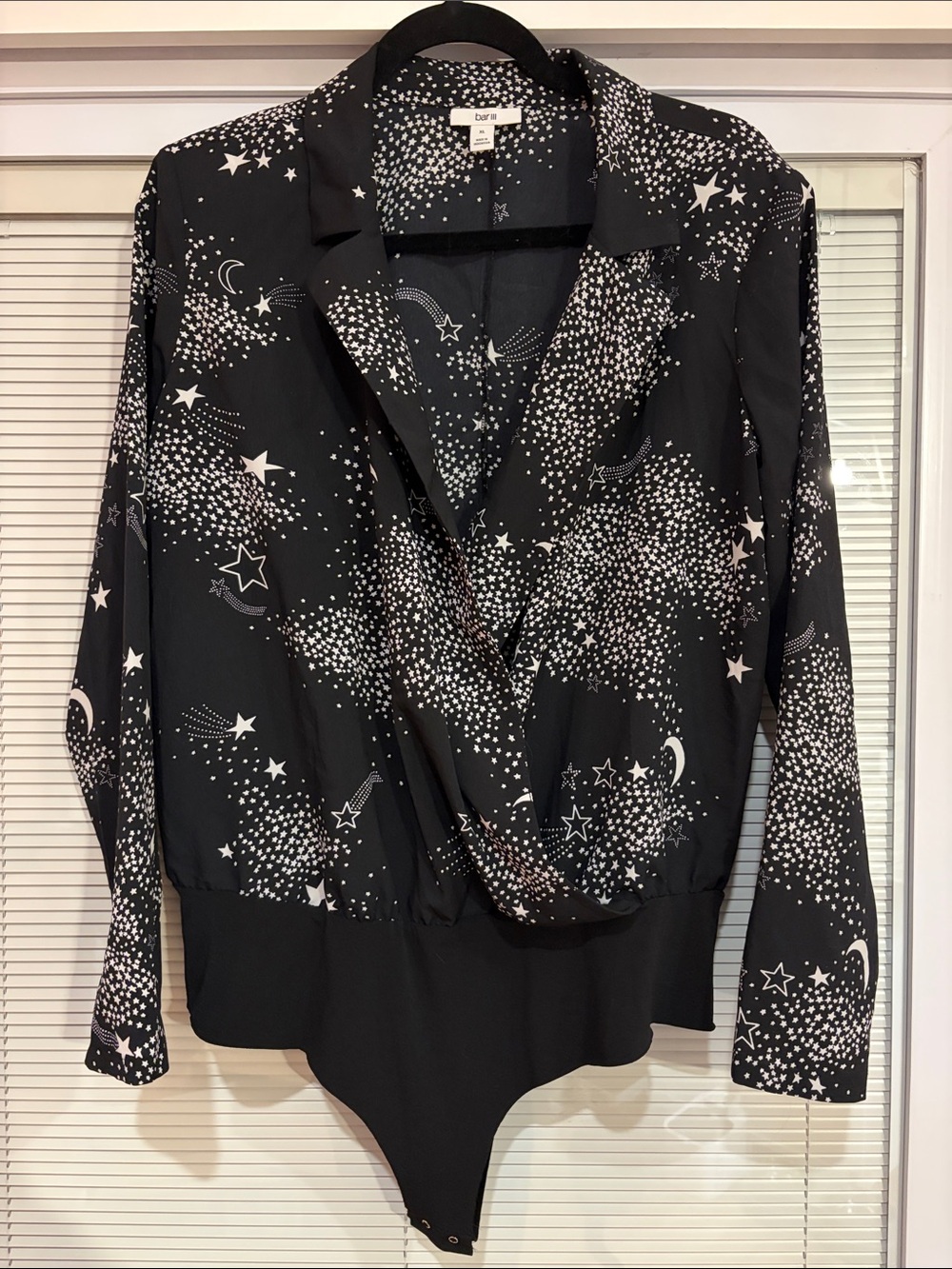 Bar III Black Celestial Long Sleeve Bodysuit Size XL